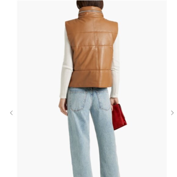WALTER BAKER Landon Quilted Lamb Leather Puffer Vest Small New - Picture 4 of 12